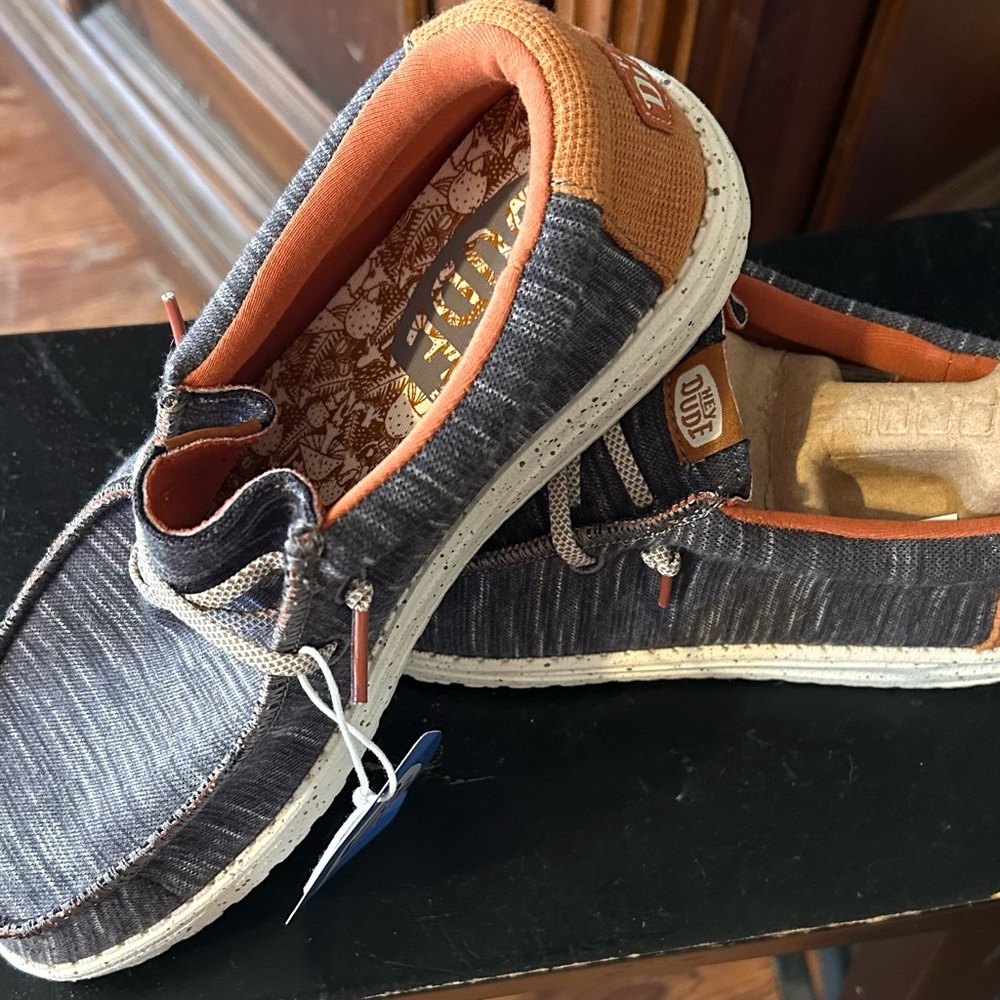 Hey Dude Charcoal Slip-On Sneakers with Orange Lining - Picture 2 of 2